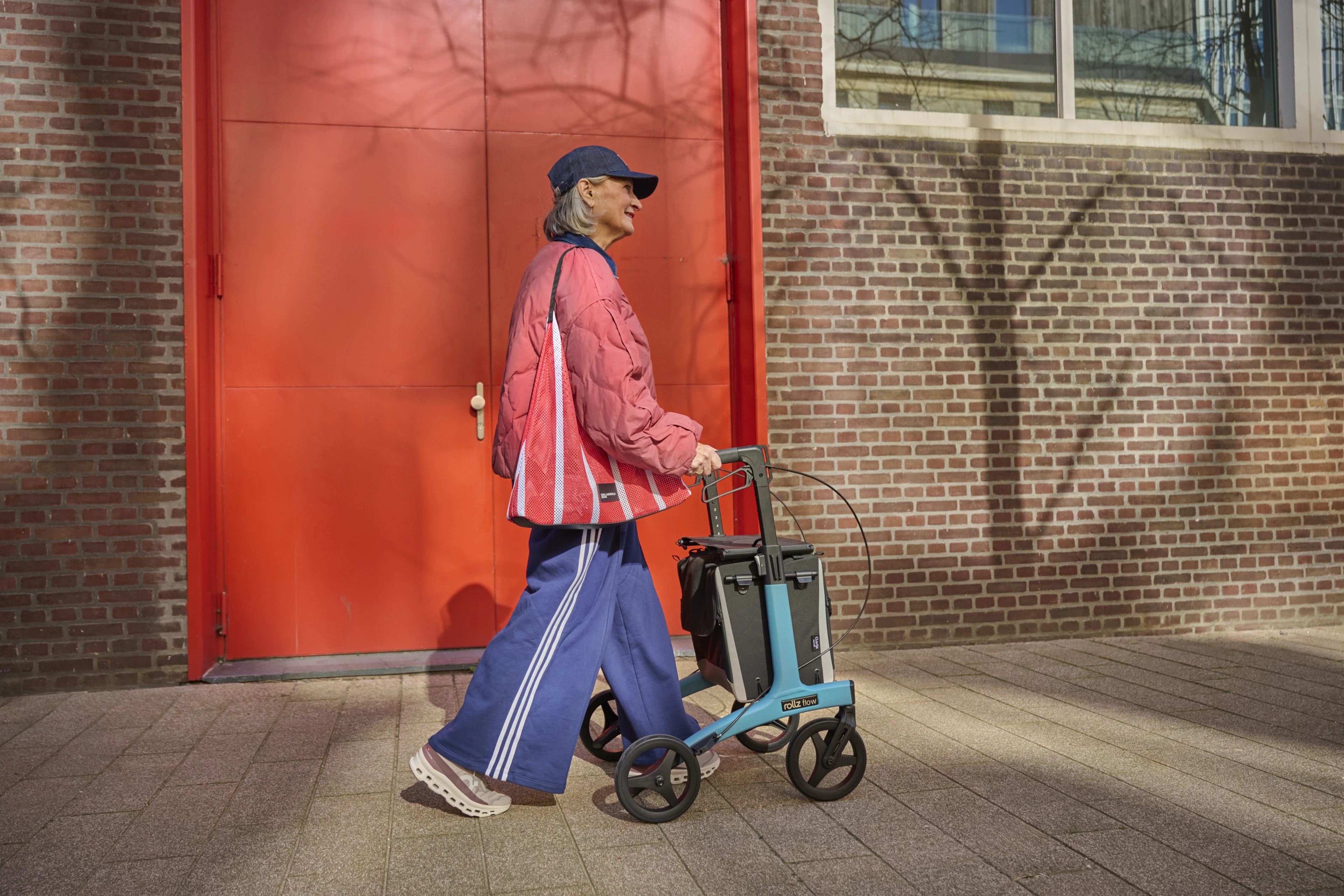 A Rollz rollator out on a path, ready for the day ahead.